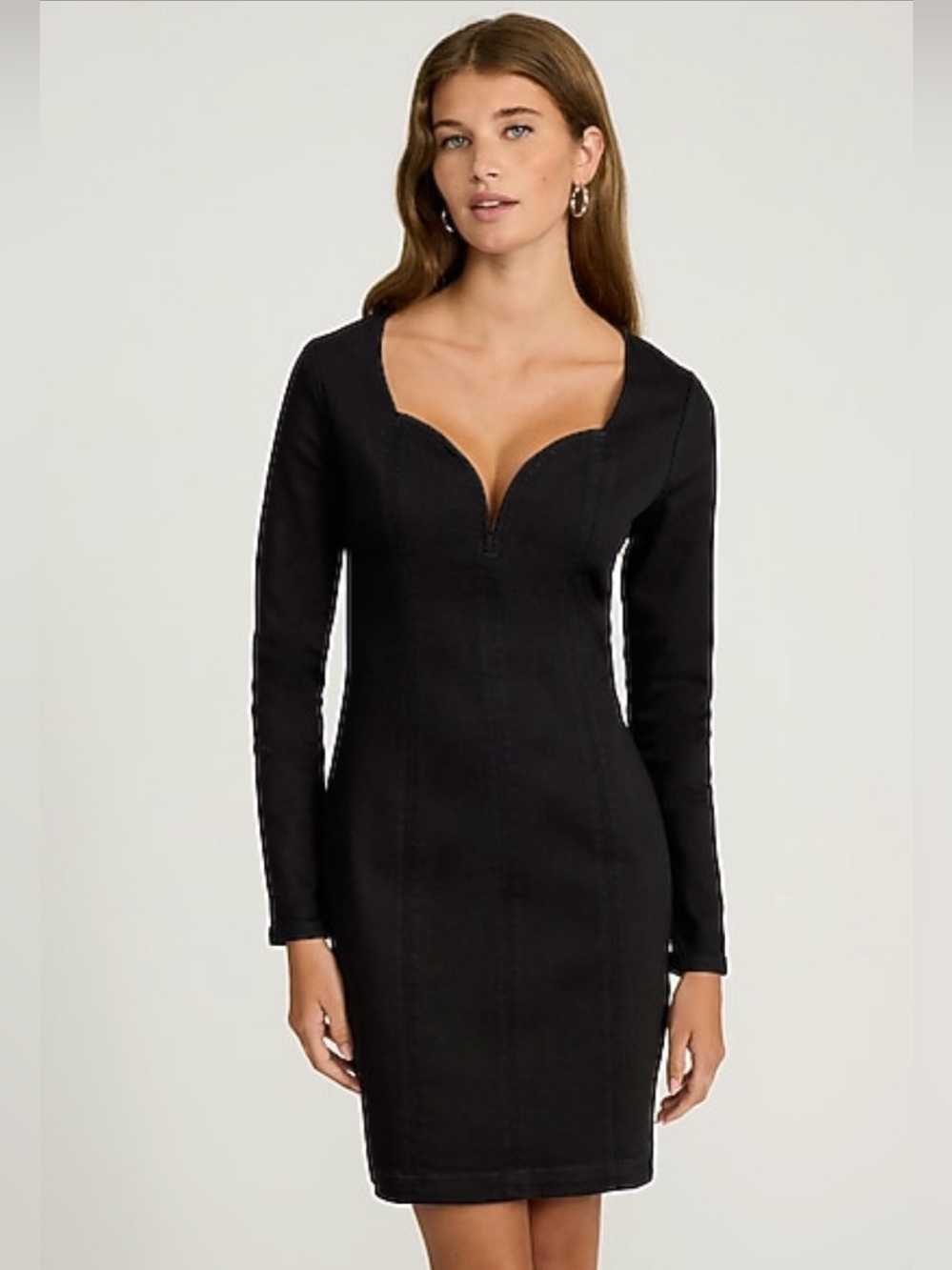 NWT Express Denim Sweetheart Long Sleeve Mini Dress - Small